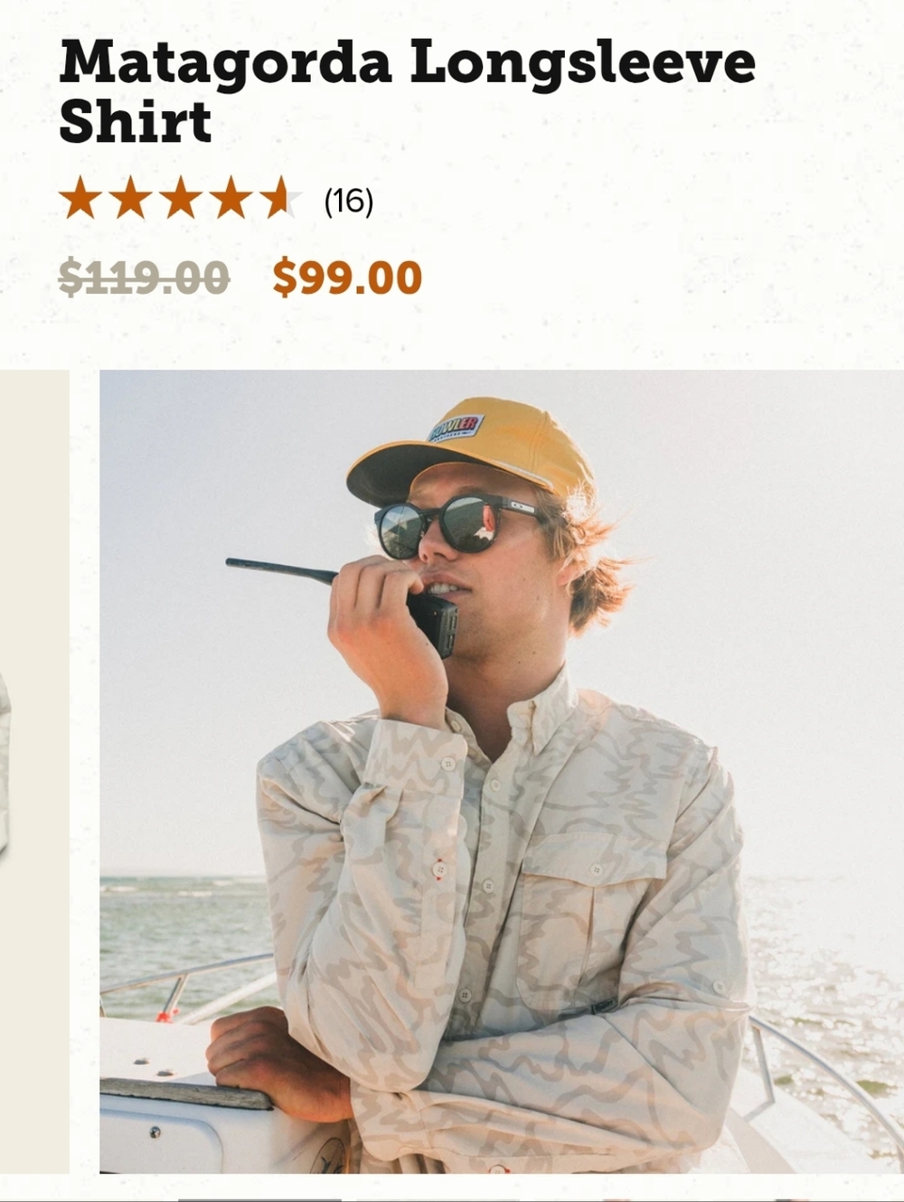 Howler Bros Matagorda Long Sleeve Shirt In Ocean Motion Off White